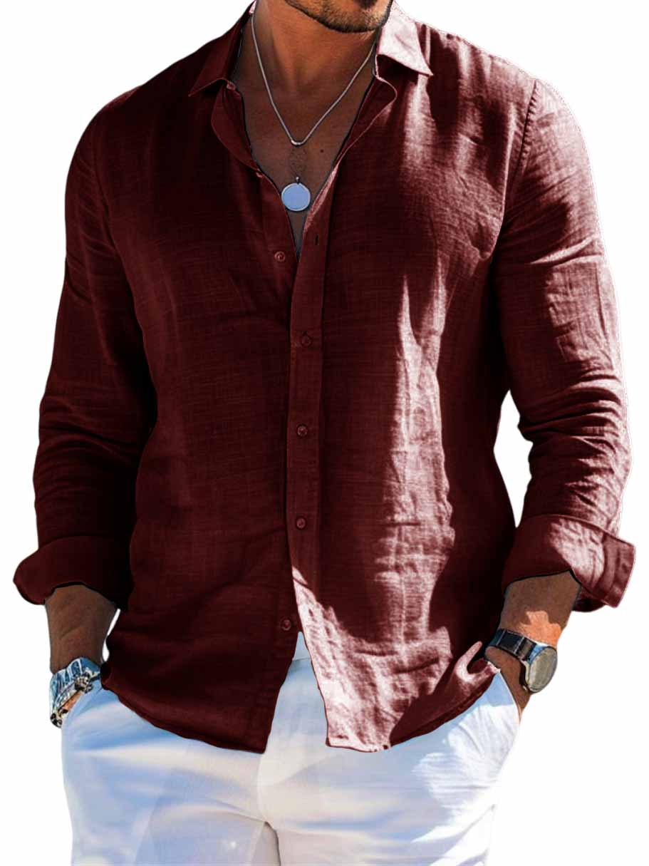 Men's Hawaiian Casual Basic Long Sleeve Shirt