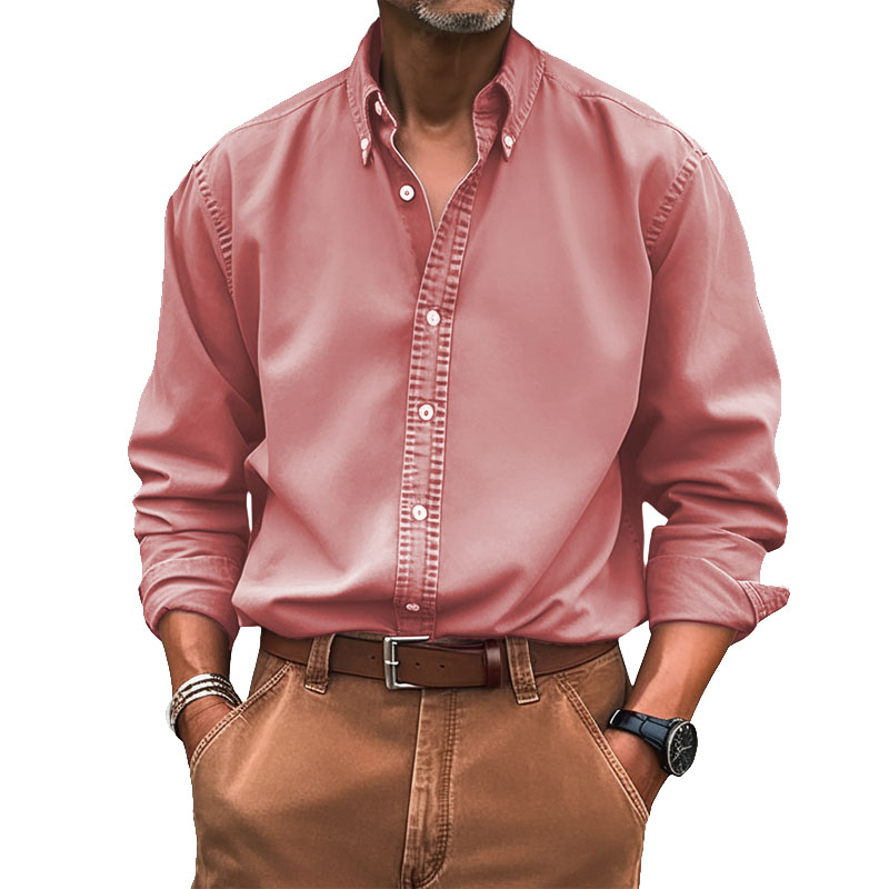 Men's Vintage Premium Washed Long Sleeve Shirt