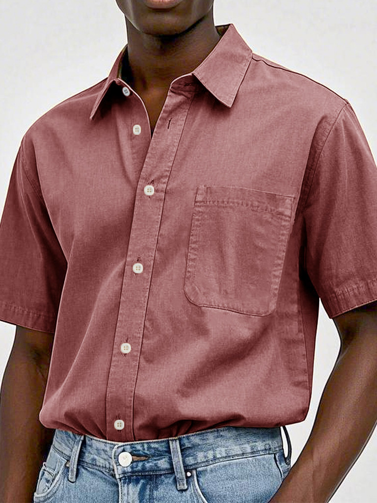 Men's Fashion Casual Retro Pure Cotton Lapel T-shirt