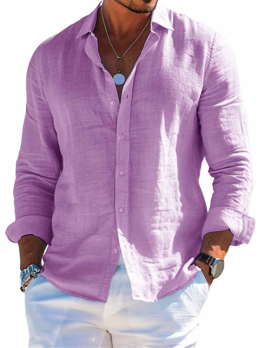 Men's Hawaiian Casual Basic Long Sleeve Shirt