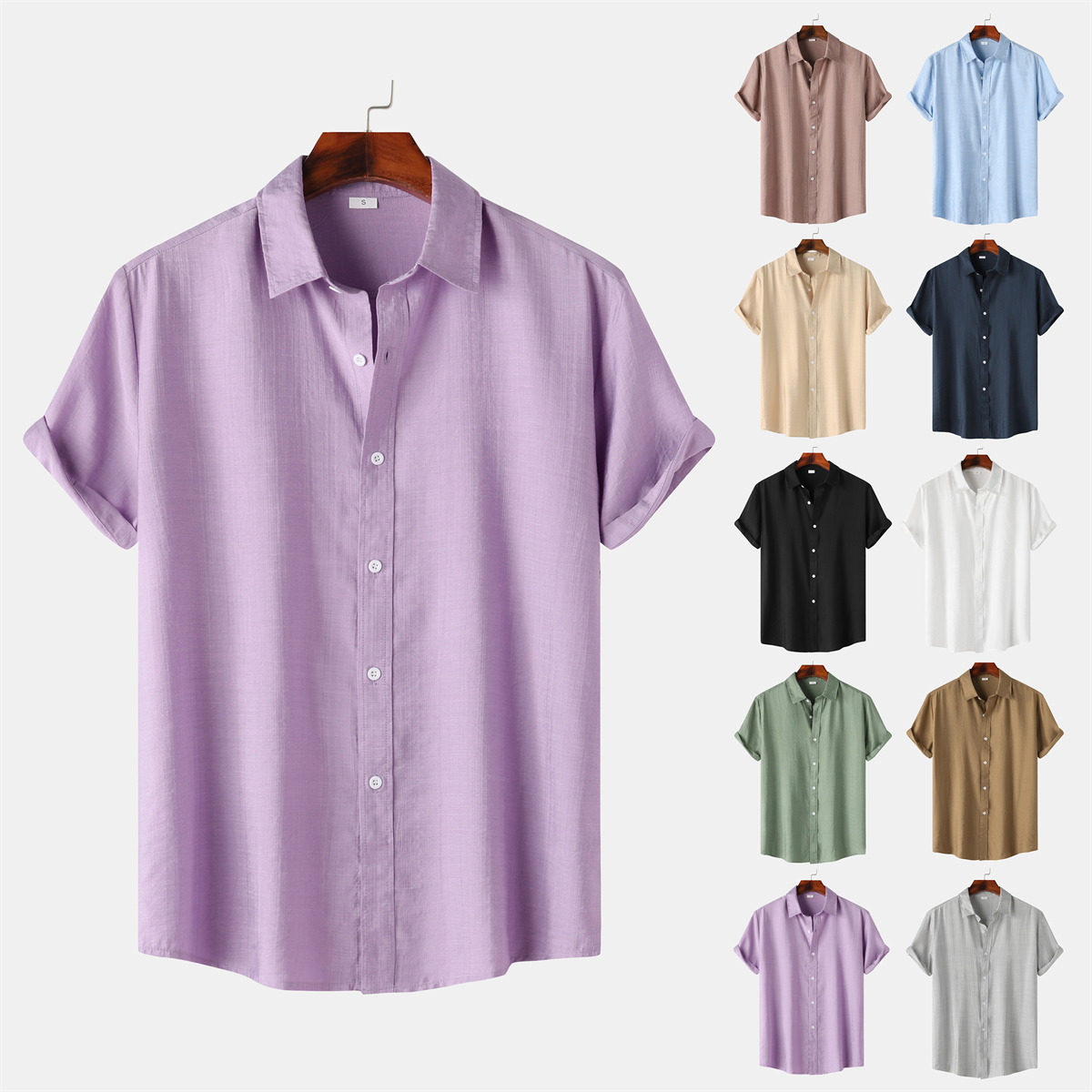 Men's Cotton And Linen Texture Comfortable Casual Daily Short-sleeved Shirt