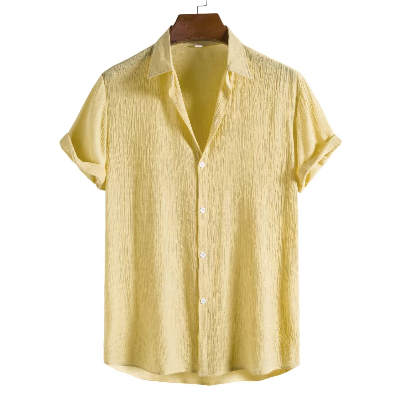 Men’s Linen-Blend Short-Sleeve Button-Down Shirt