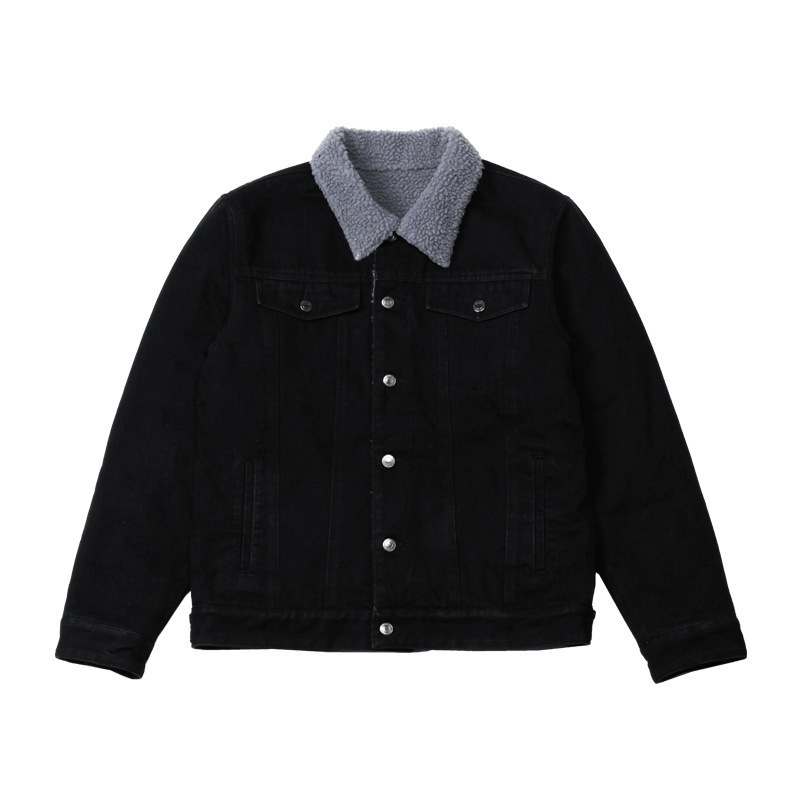 Winter lamb wool denim fleece coat