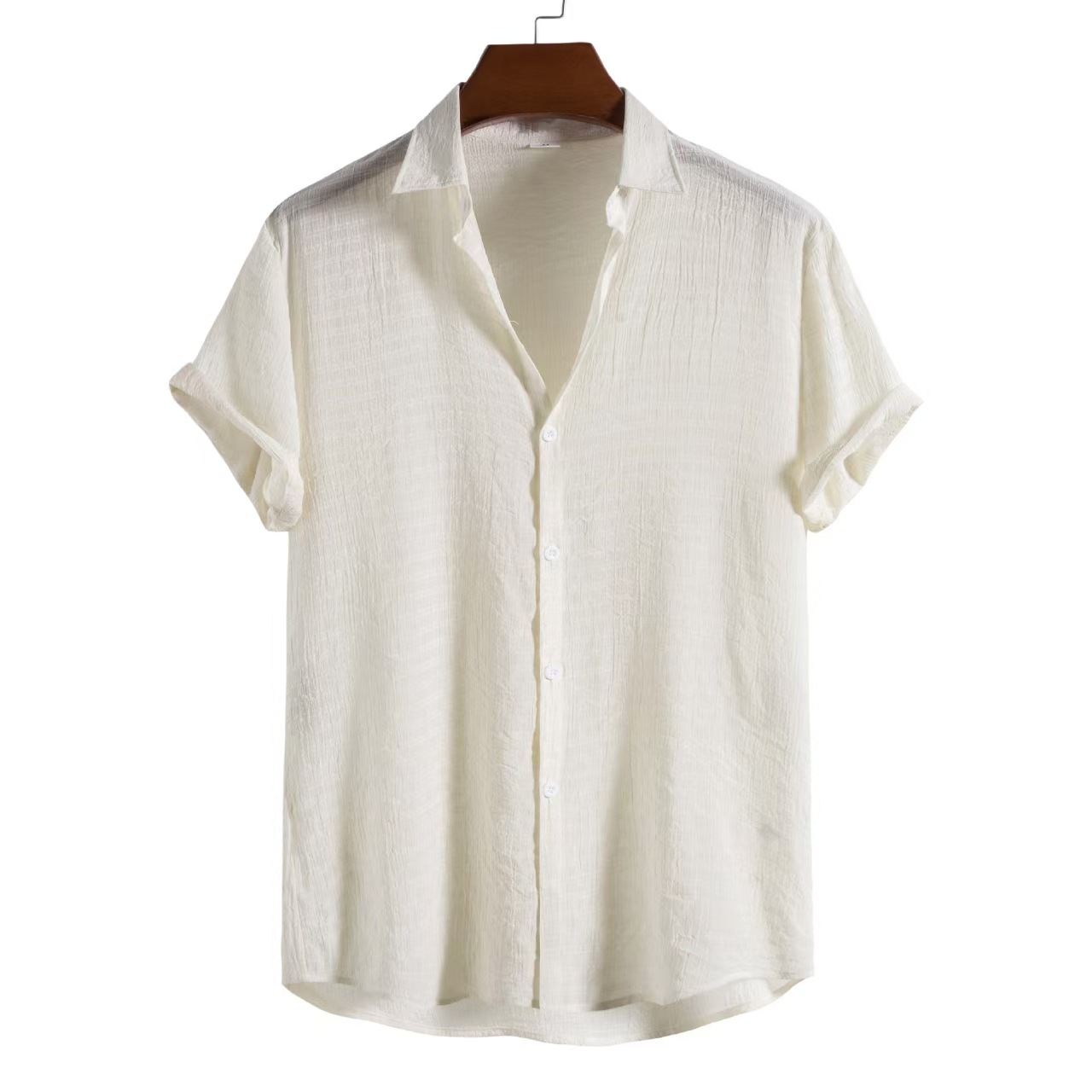 Men’s Linen-Blend Short-Sleeve Button-Down Shirt