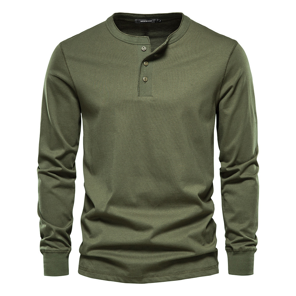 Men’s Clean Style Everyday Comfort Long Sleeve Henley Shirt