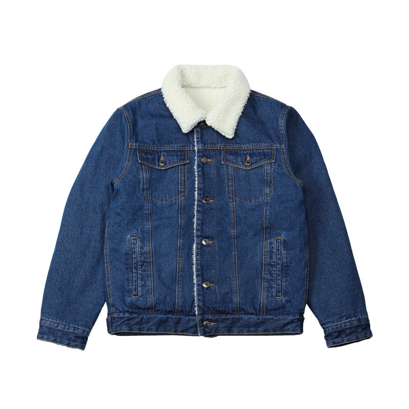 Winter lamb wool denim fleece coat
