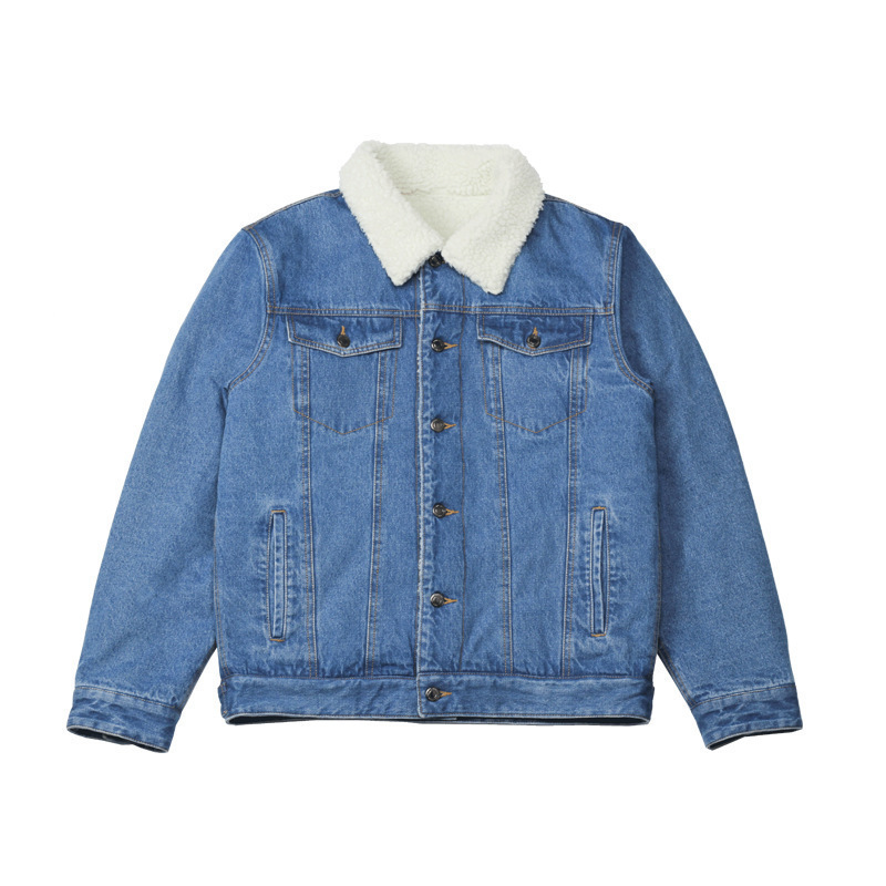 Winter lamb wool denim fleece coat