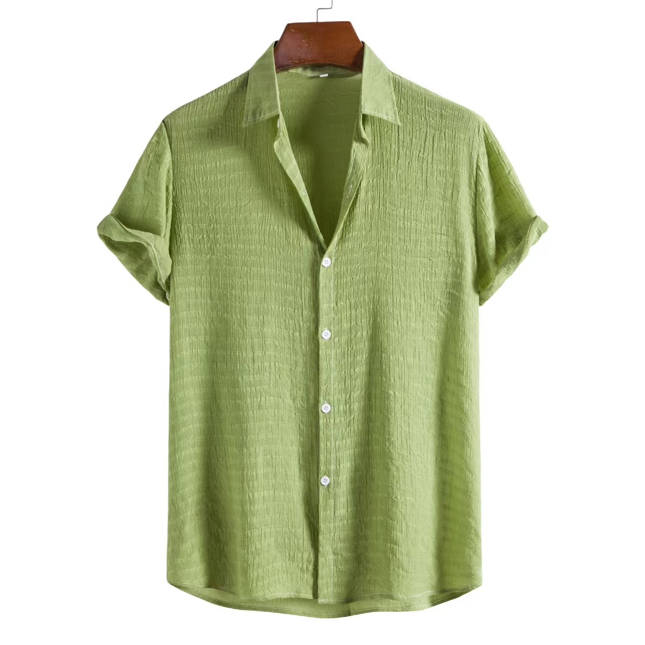 Men’s Linen-Blend Short-Sleeve Button-Down Shirt
