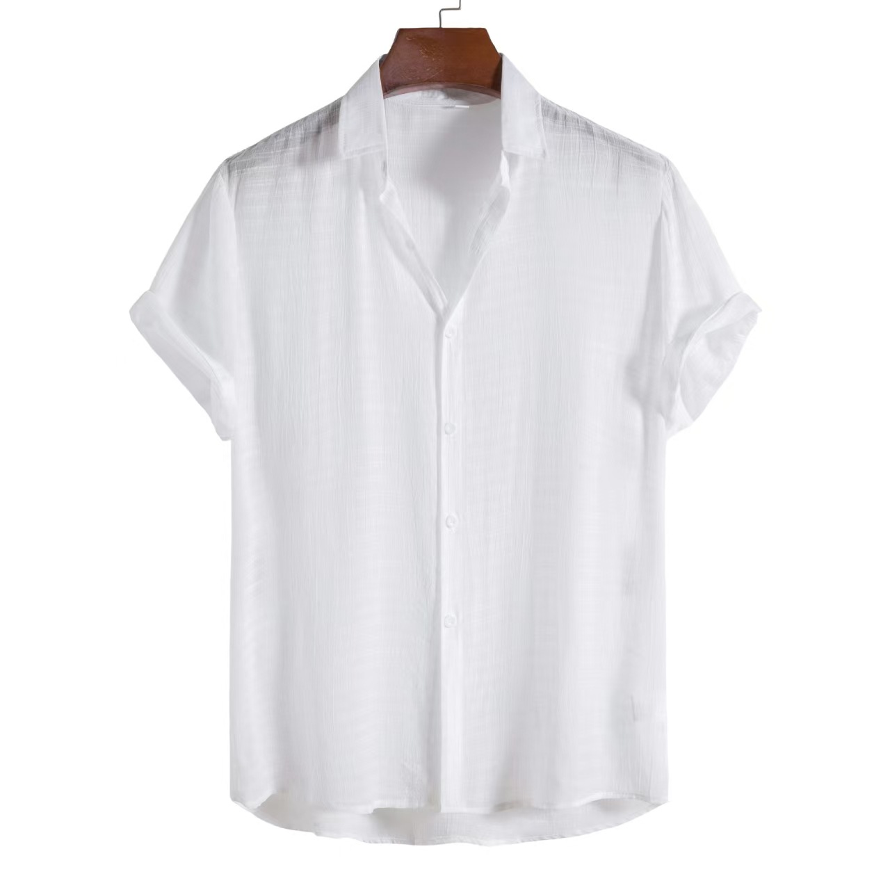 Men’s Linen-Blend Short-Sleeve Button-Down Shirt