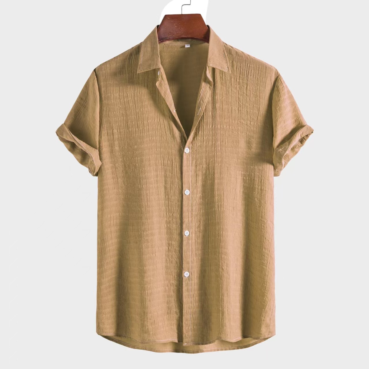 Men’s Linen-Blend Short-Sleeve Button-Down Shirt