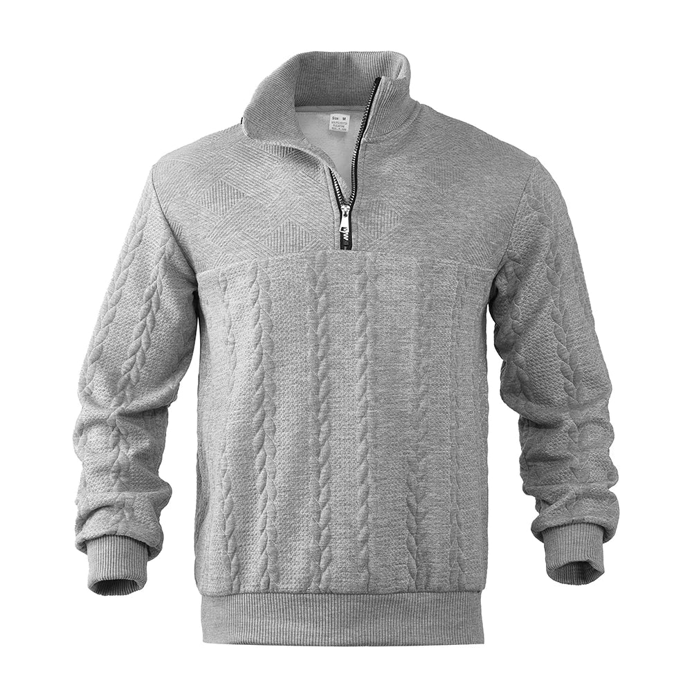Men's Retro Casual Stand Collar Zipper Pullover Loose Knitted Sweatshirt