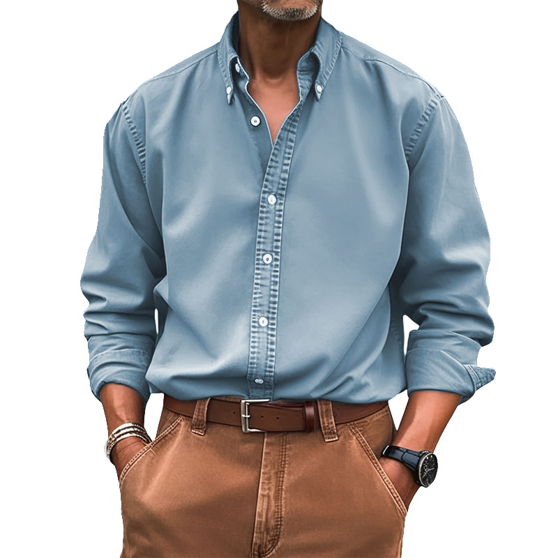Men's Vintage Premium Washed Long Sleeve Shirt