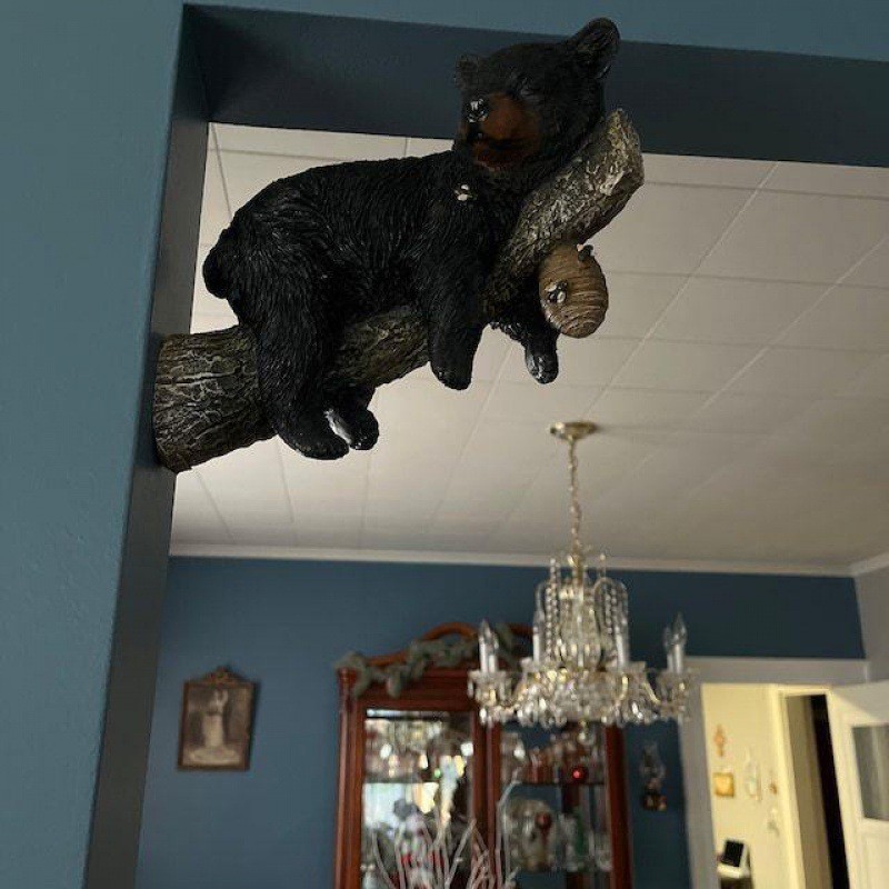 Tree-Climbing Black Bear Outdoor Garden Ornament
