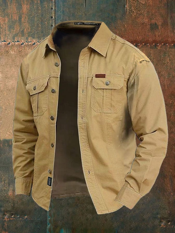 Cow Pattern Casual Men's Work Shirt Long Sleeve