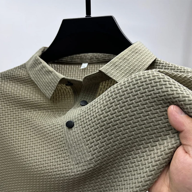 Men's Comfortable Breathable Summer Mesh V-neck Short Sleeve POLO Shirt
