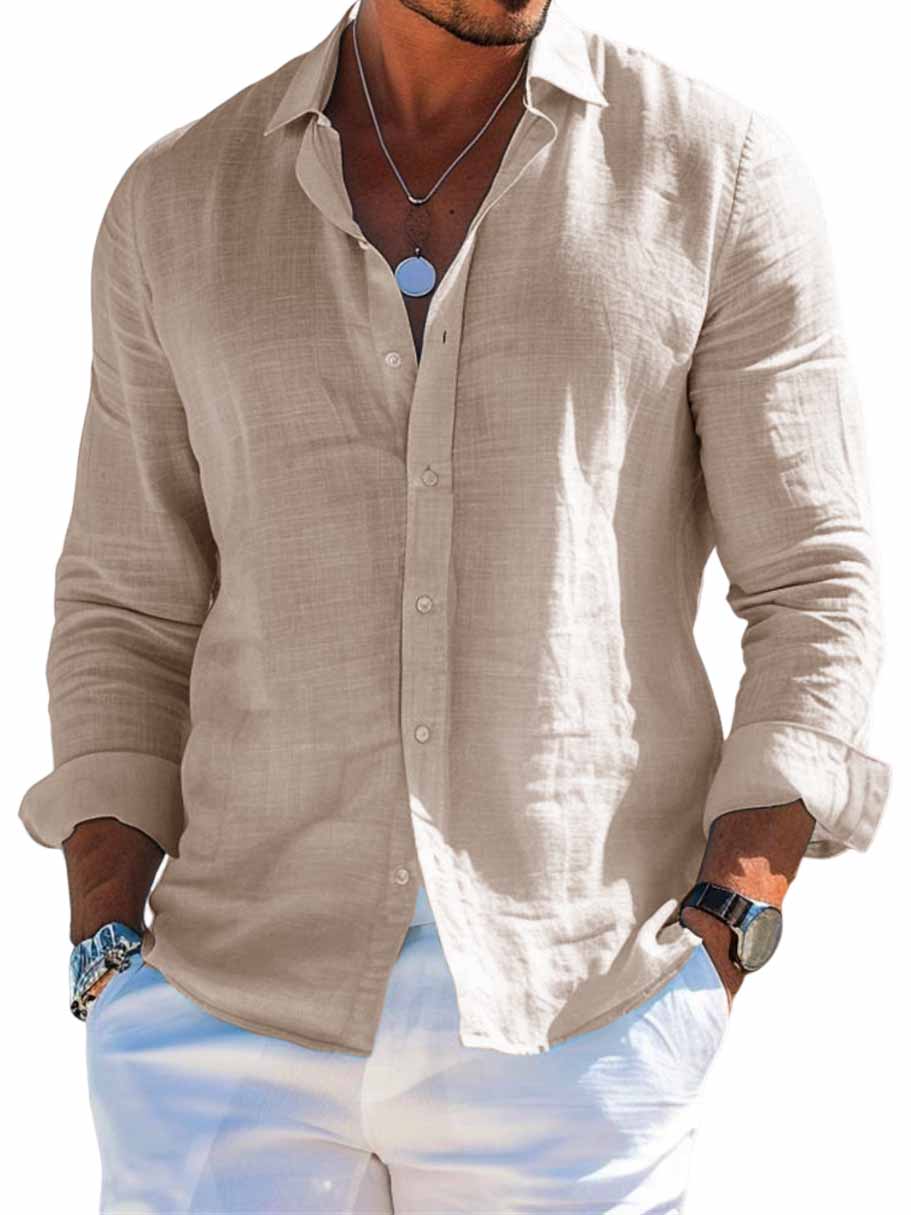 Men's Hawaiian Casual Basic Long Sleeve Shirt