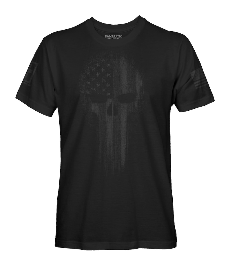 USA Flag American Skull Military Veteran Patriotic Army Marine Navy Air force Style PT Men's T-Shirt
