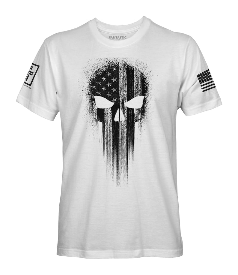 USA Flag American Skull Military Veteran Patriotic Army Marine Navy Air force Style PT Men's T-Shirt