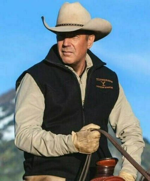 Yellow Stone John Dutton Vest TV Series Black Wool Vest