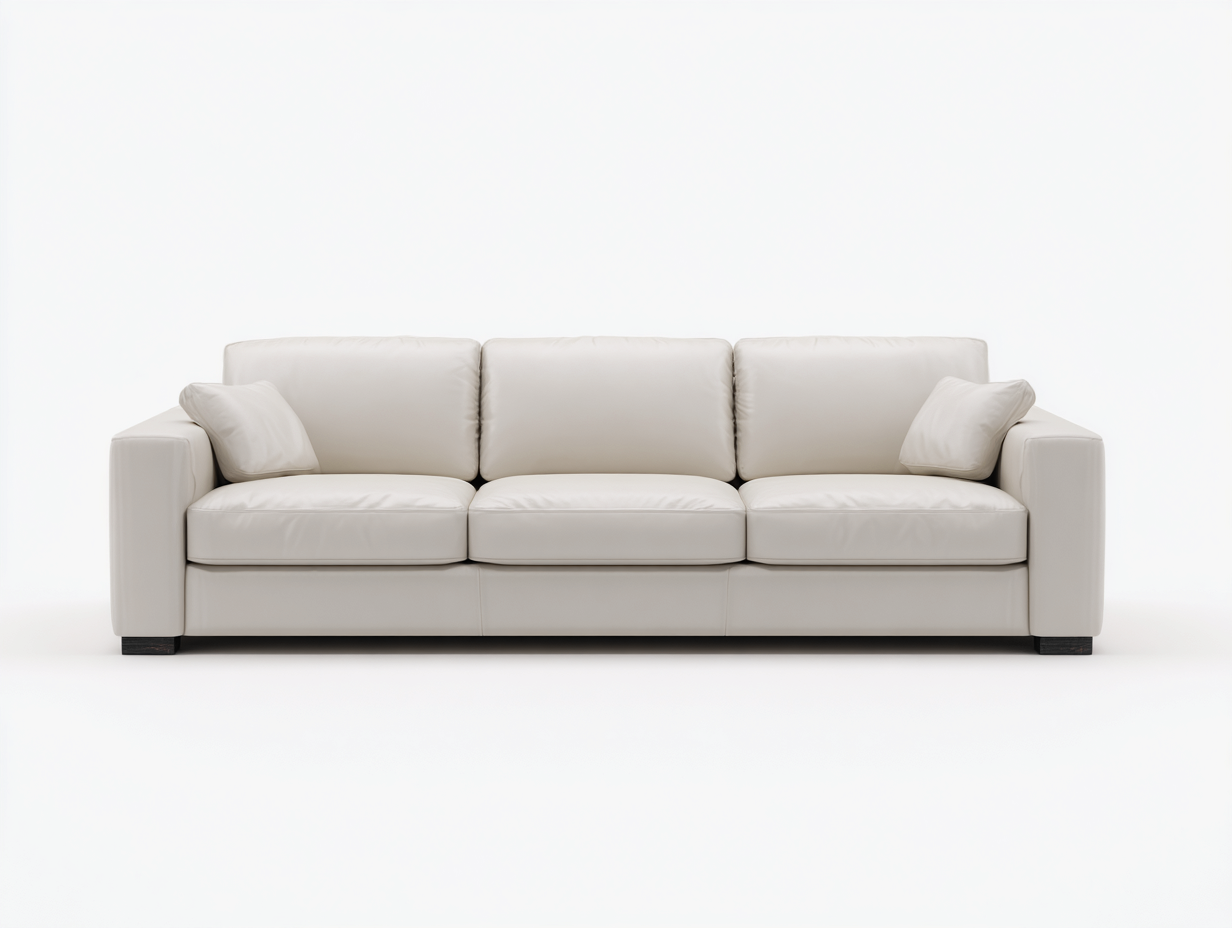 Sofás 3 plazas cuero sintético 220x90x85 cm - blanco - asiento acolchado - diseño moderno-Dololodecor