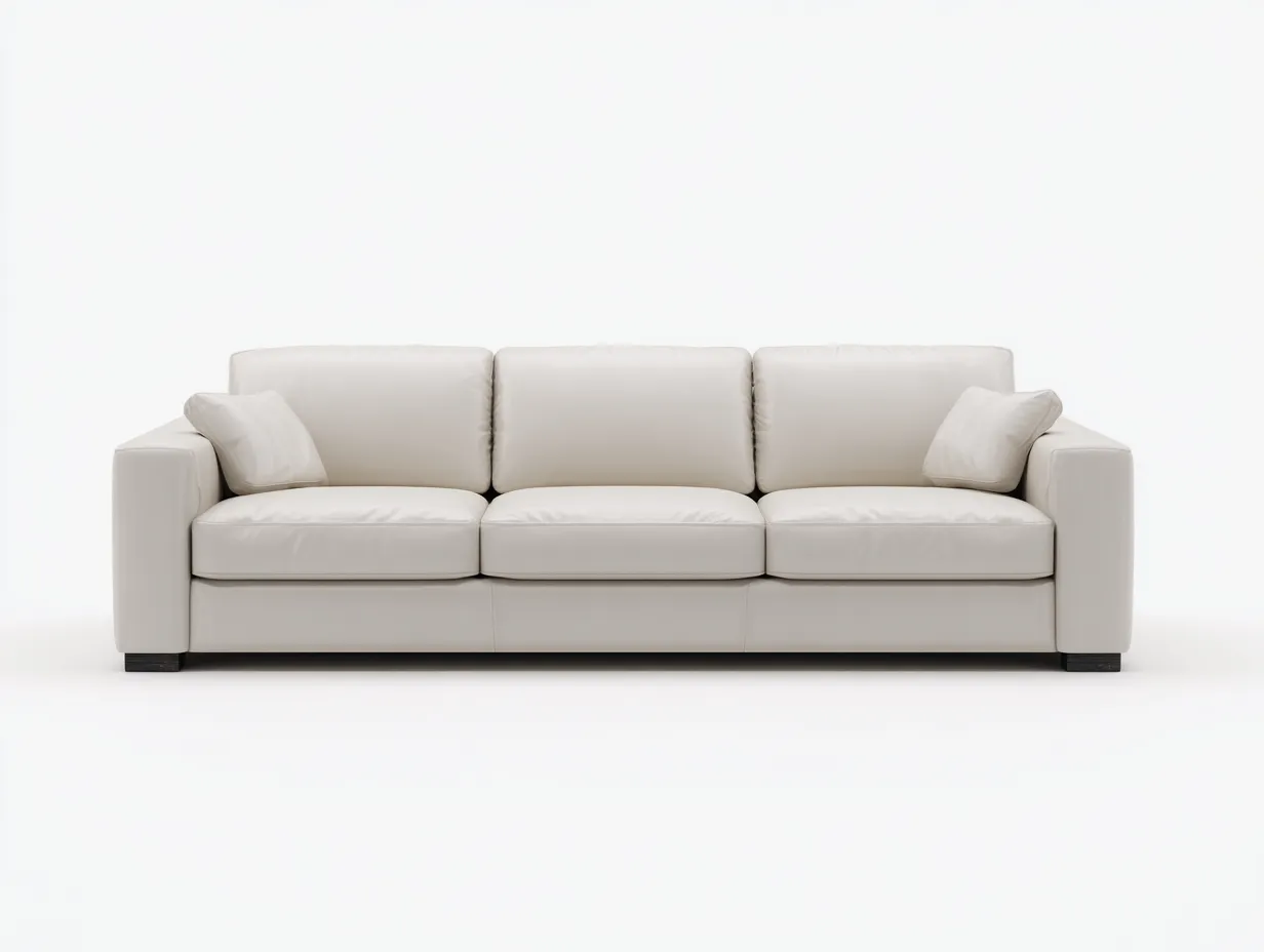 Sofás 3 plazas cuero sintético 220x90x85 cm - blanco - asiento acolchado - diseño moderno-Dololodecor
