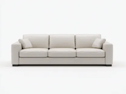 Sofás 3 plazas cuero sintético 220x90x85 cm - blanco - asiento acolchado - diseño moderno-Dololodecor