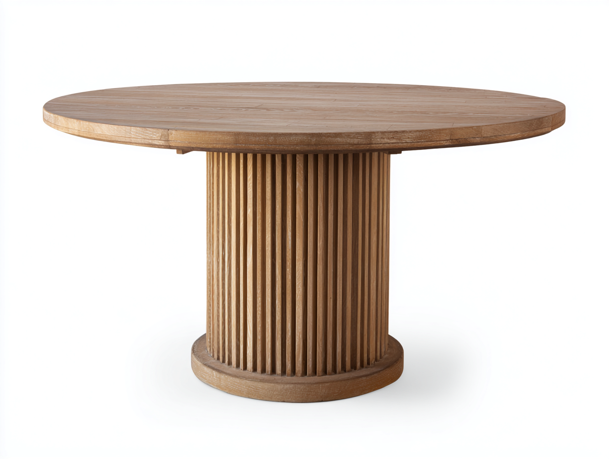 Mesas de jardín de madera 130x130x75 cm - natural - mesa redonda - diseño robusto-Dololodecor