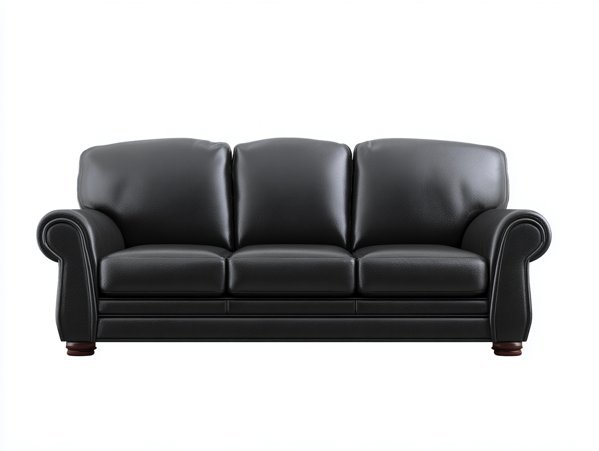 Sofás 3 plazas de cuero 210x90x85 cm - negro - estilo clásico-Dololodecor