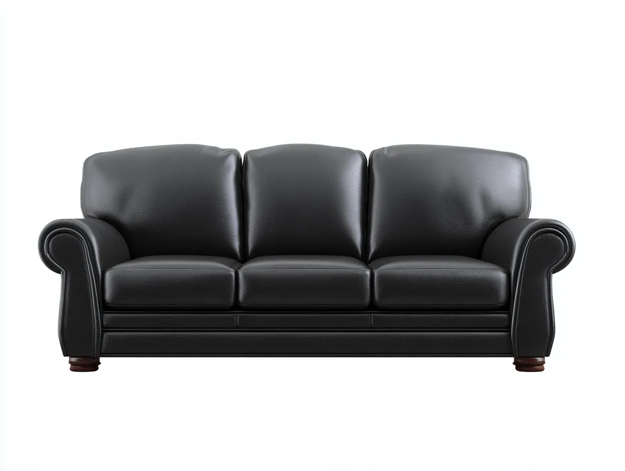 Sofás 3 plazas de cuero 210x90x85 cm - negro - estilo clásico-Dololodecor