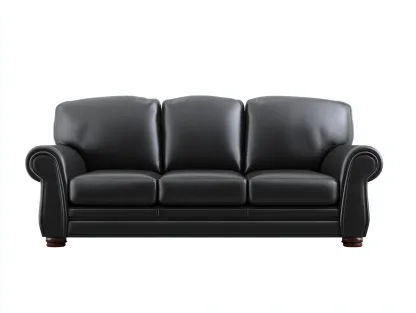 Sofás 3 plazas de cuero 210x90x85 cm - negro - estilo clásico-Dololodecor
