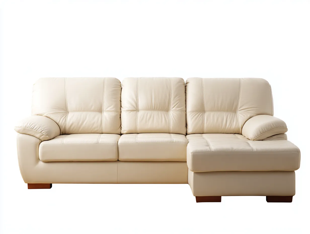 Sofás de esquina de cuero sintético 245x155x85 cm - beige - chaise longue acolchada - diseño moderno para salón-Dololodecor