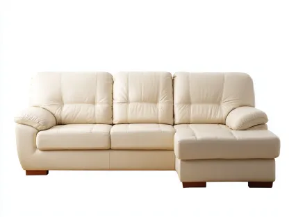 Sofás de esquina de cuero sintético 245x155x85 cm - beige - chaise longue acolchada - diseño moderno para salón-Dololodecor