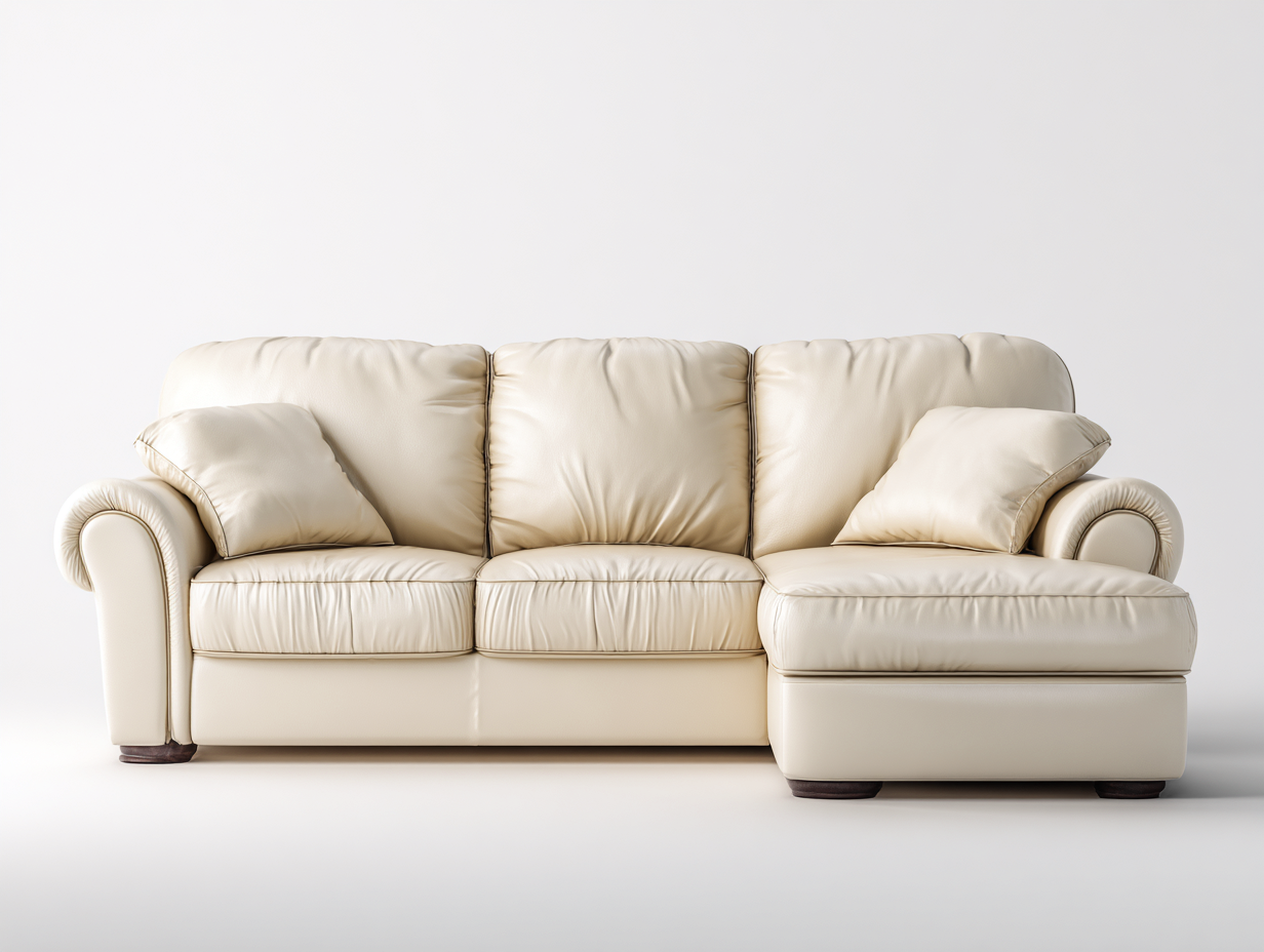 Sofás de esquina sofá tapizado cuero sintético con chaise longue 235x155x85 cm - beige - diseño clásico-Dololodecor