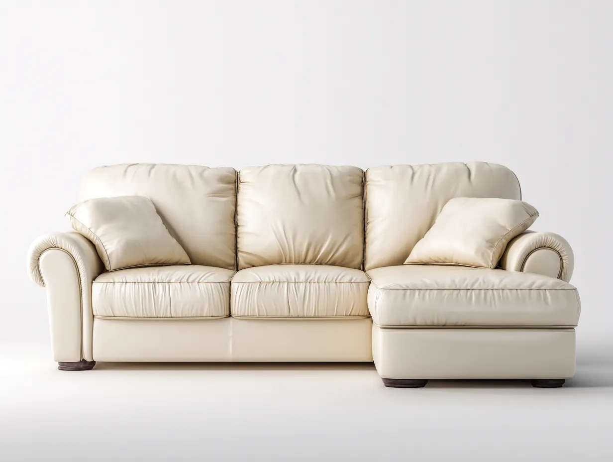 Sofás de esquina sofá tapizado cuero sintético con chaise longue 235x155x85 cm - beige - diseño clásico-Dololodecor