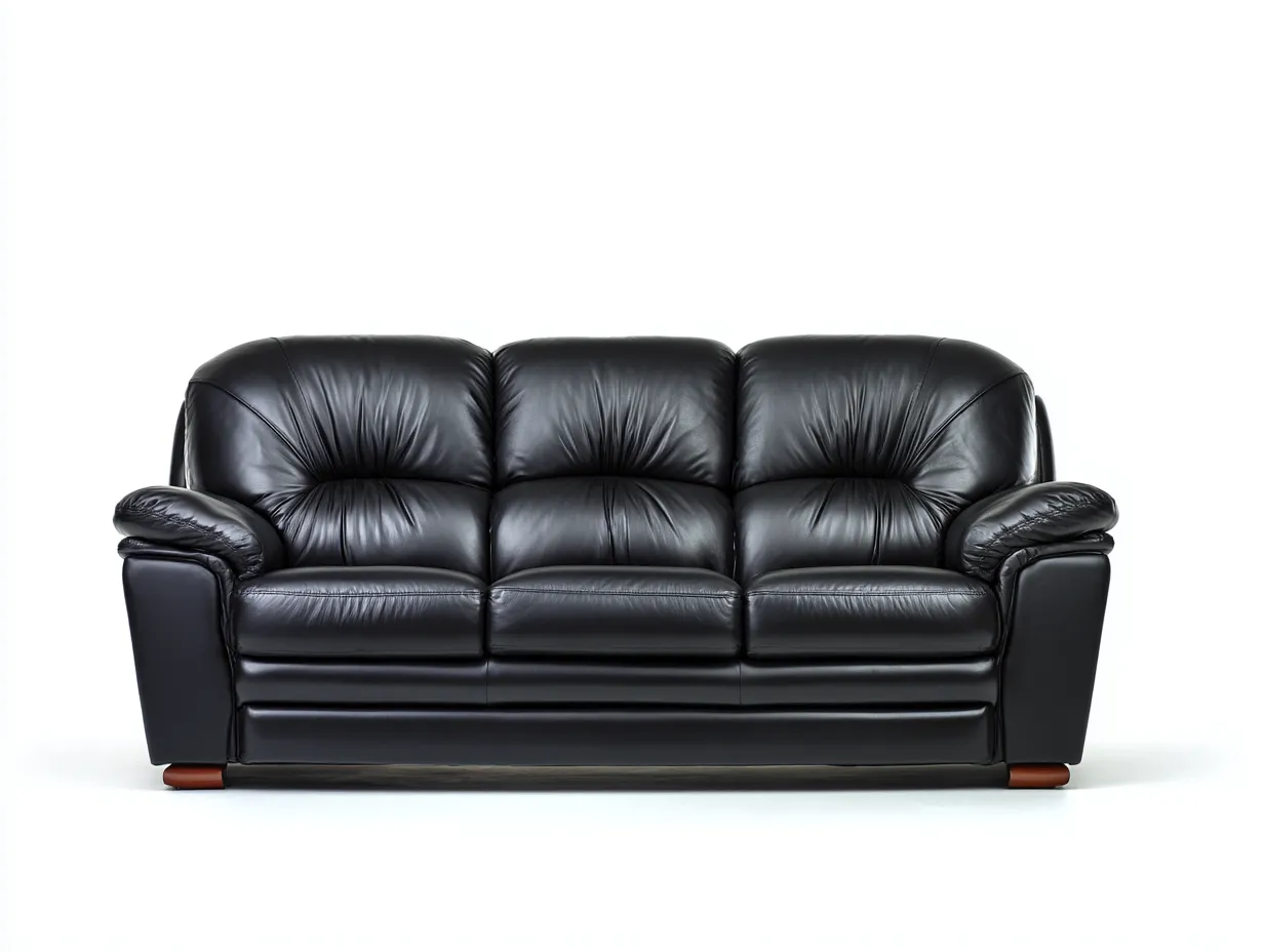 Sofás 3 plazas piel sintética 210x95x85 cm - negro - diseño clásico acolchado-Dololodecor