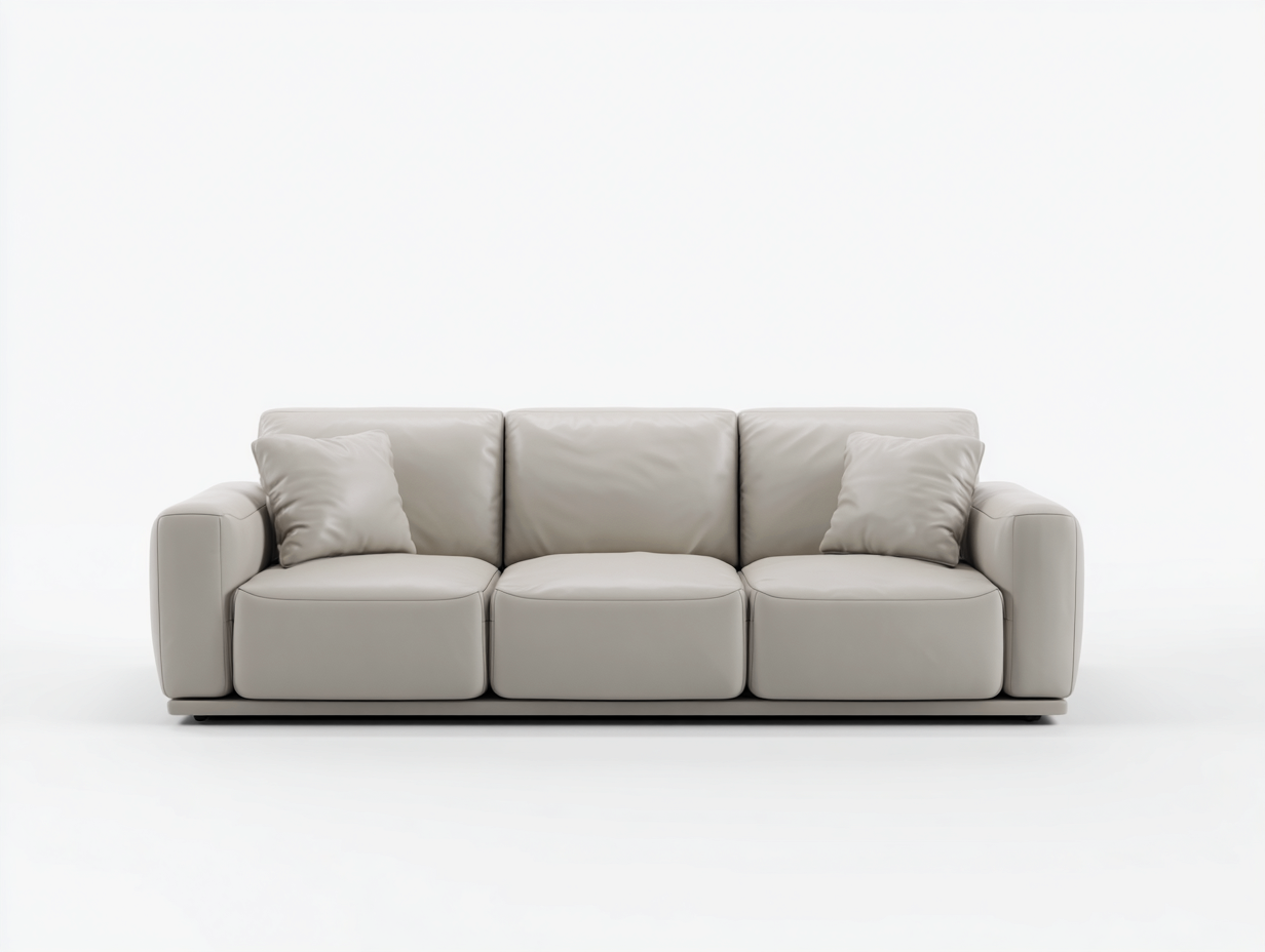 Sofás 3 plazas de cuero sintético 205x90x85 cm - beige - acolchado - diseño moderno para salón-Dololodecor