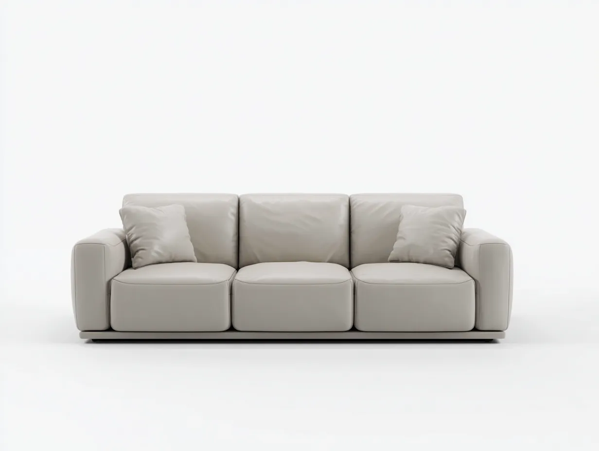 Sofás 3 plazas de cuero sintético 205x90x85 cm - beige - acolchado - diseño moderno para salón-Dololodecor