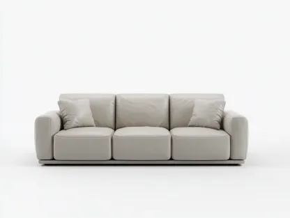 Sofás 3 plazas de cuero sintético 205x90x85 cm - beige - acolchado - diseño moderno para salón-Dololodecor