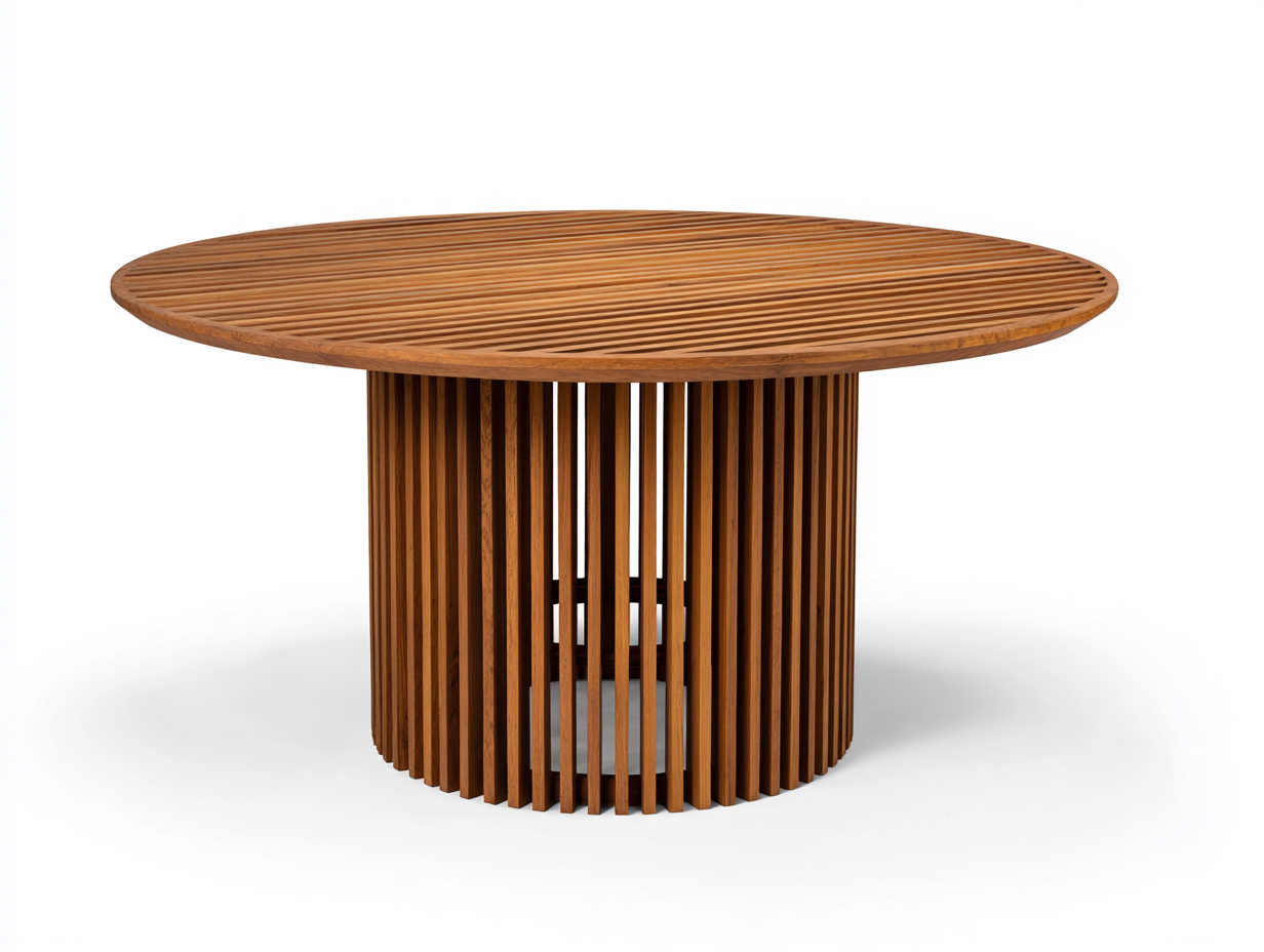 Mesas de jardín madera redonda 120x120x75 cm - marrón - diseño moderno para jardín-Dololodecor