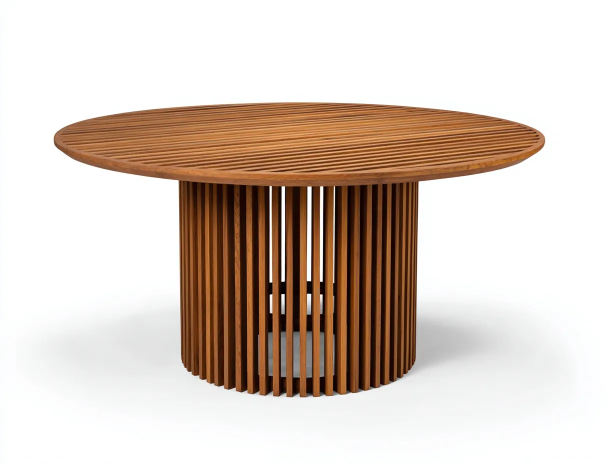 Mesas de jardín madera redonda 120x120x75 cm - marrón - diseño moderno para jardín-Dololodecor