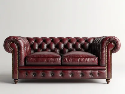 Sofás lineales cuero 180x90x75 cm - rojo oscuro - diseño clásico capitoné-Dololodecor