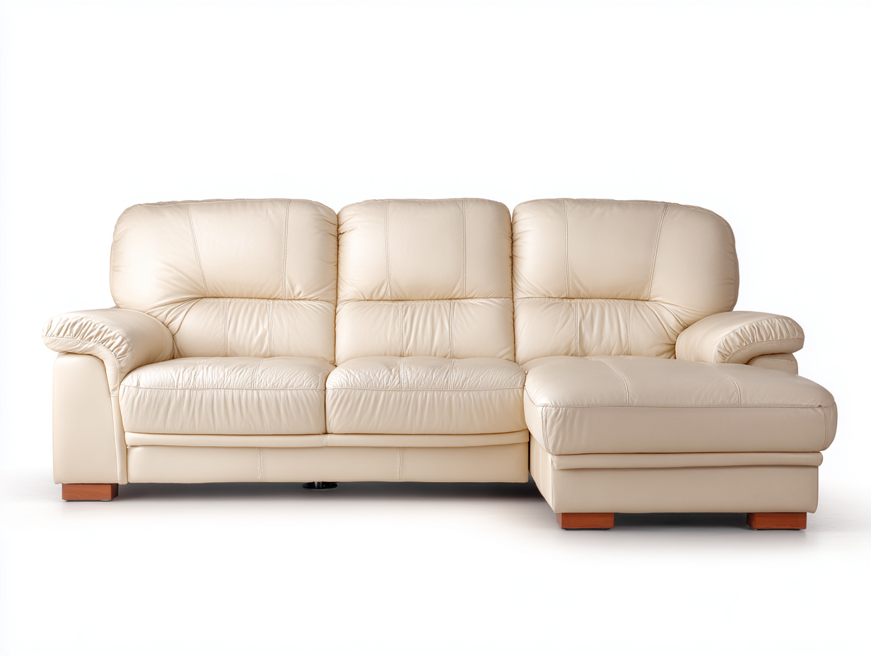 Sofás de esquina cuero sintético 250x160x90 cm - beige - asiento acolchado - diseño clásico-Dololodecor