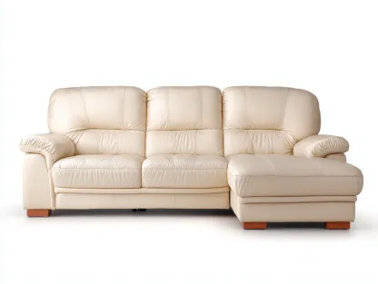Sofás de esquina cuero sintético 250x160x90 cm - beige - asiento acolchado - diseño clásico-Dololodecor