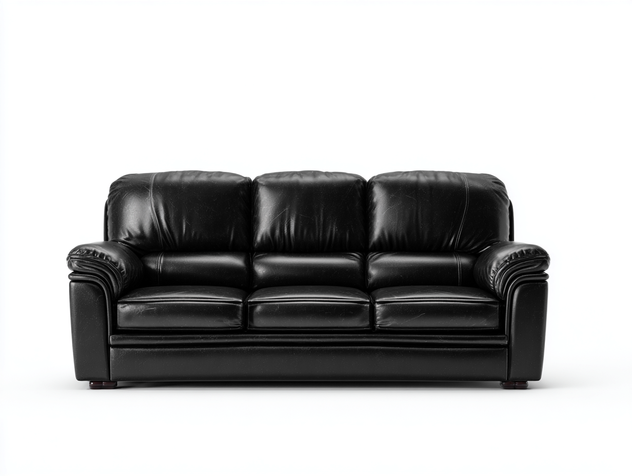 Sofás 3 plazas cuero sintético 210x90x85 cm - color negro - diseño clásico para salón-Dololodecor