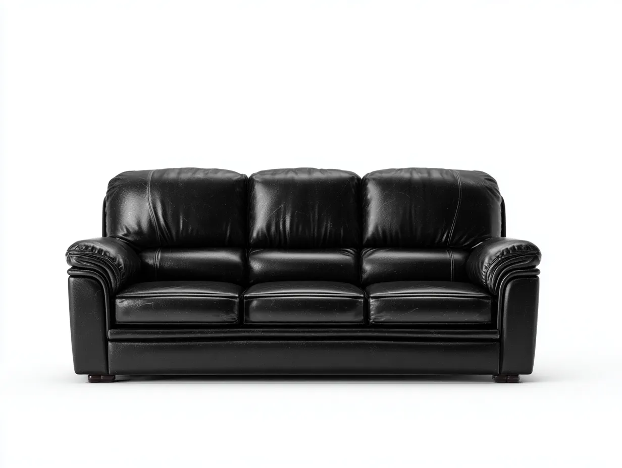 Sofás 3 plazas cuero sintético 210x90x85 cm - color negro - diseño clásico para salón-Dololodecor