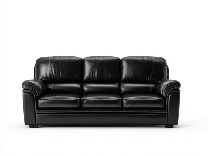 Sofás 3 plazas cuero sintético 210x90x85 cm - color negro - diseño clásico para salón-Dololodecor