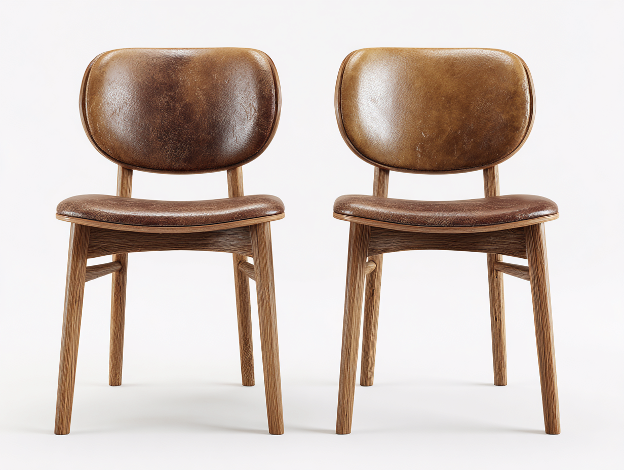 Sillas de comedor silla tapizada en cuero sintético con estructura de madera 50x55x78 cm - marrón - diseño moderno-Dololodecor
