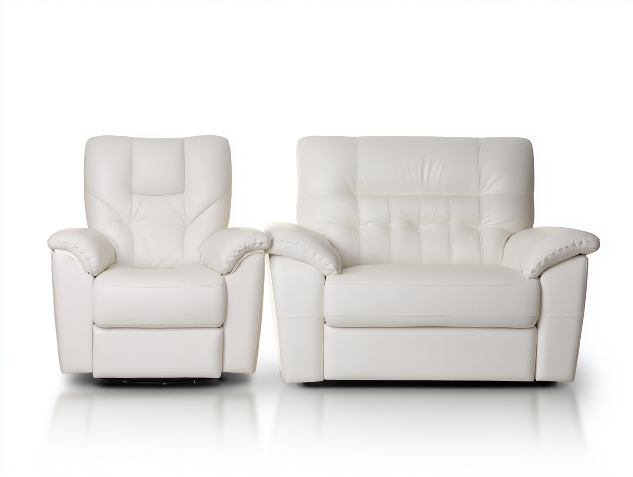 Conjunto de sofás reclinables de piel sintética 170x90x100 cm - blanco - diseño moderno con función reclinable manual-Dololodecor
