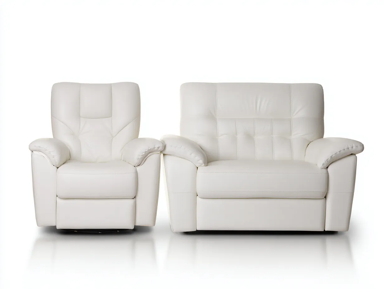 Conjunto de sofás reclinables de piel sintética 170x90x100 cm - blanco - diseño moderno con función reclinable manual-Dololodecor