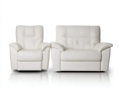 Conjunto de sofás reclinables de piel sintética 170x90x100 cm - blanco - diseño moderno con función reclinable manual-Dololodecor